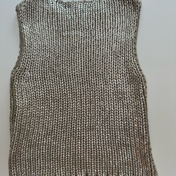 Zara Chunky Metallic Silver Top, Vest S Small - Picture 4 of 6